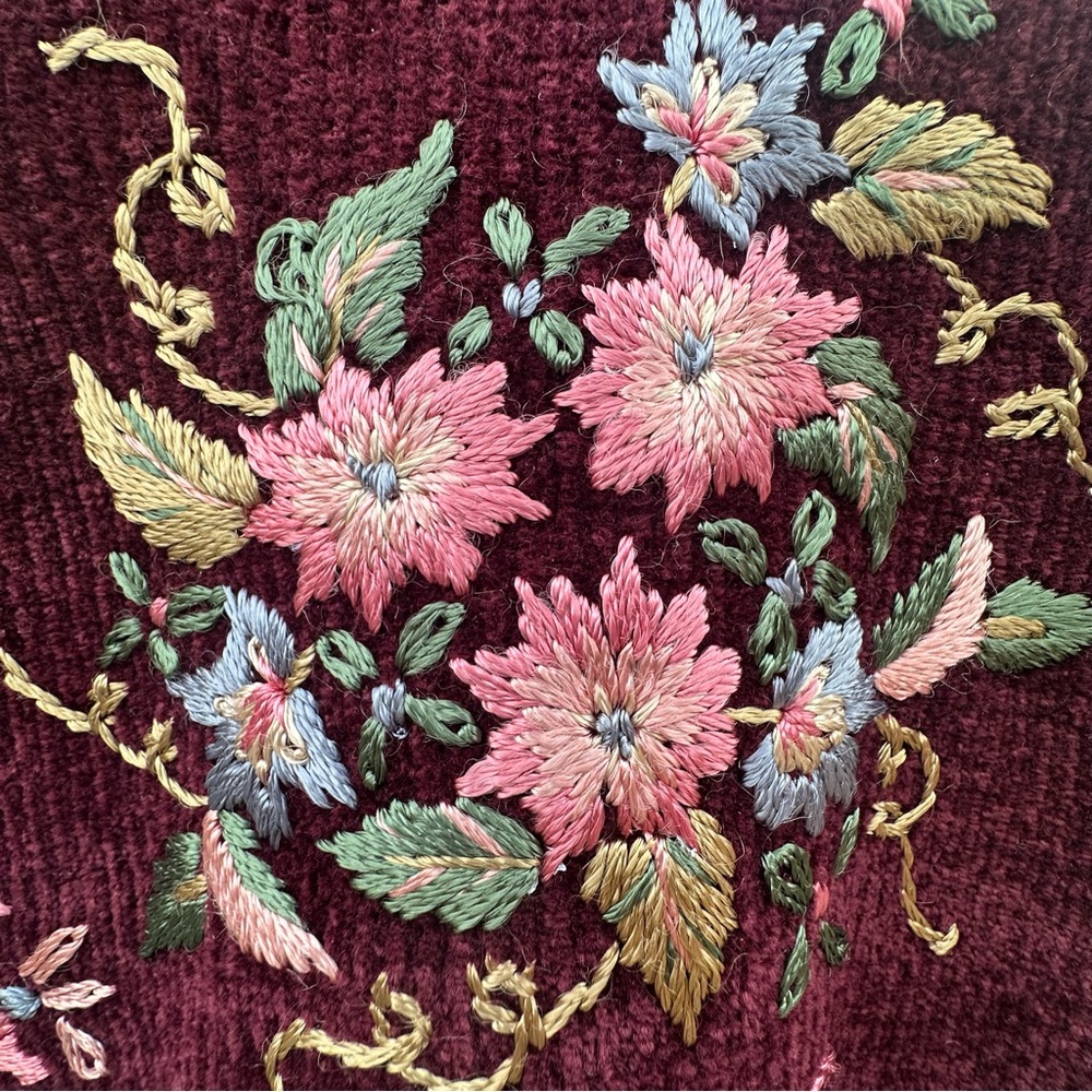 Carolyn Taylor VTG Chenille Floral Embroidered Sweater Cottagecore Grandma L - Picture 4 of 11